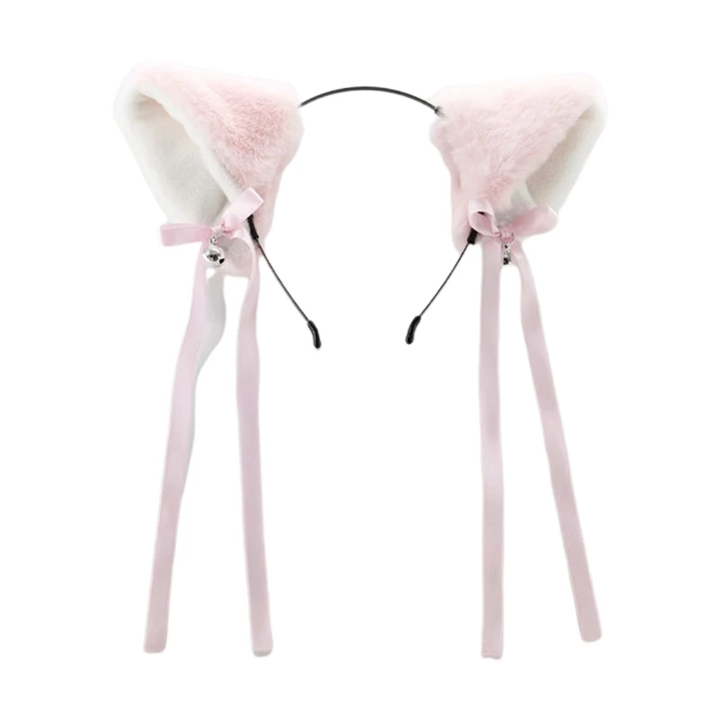 Fashion Plush Hair Hoop Ears Headband Simulation Animal Headdress with Bowknot Hair Accessories for theme Party M6CD