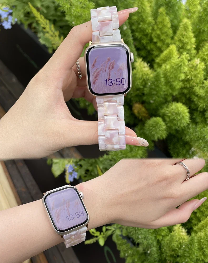 Pulseira de resina para Apple Watch, pulseira para iWatch Series 8, 7, 6, 5, 4, 3, 2, 1 Ultra 2, 44mm, 40mm, 45mm, 49 milímetros, 38 milímetros, 42 milímetros, 41 milímetros