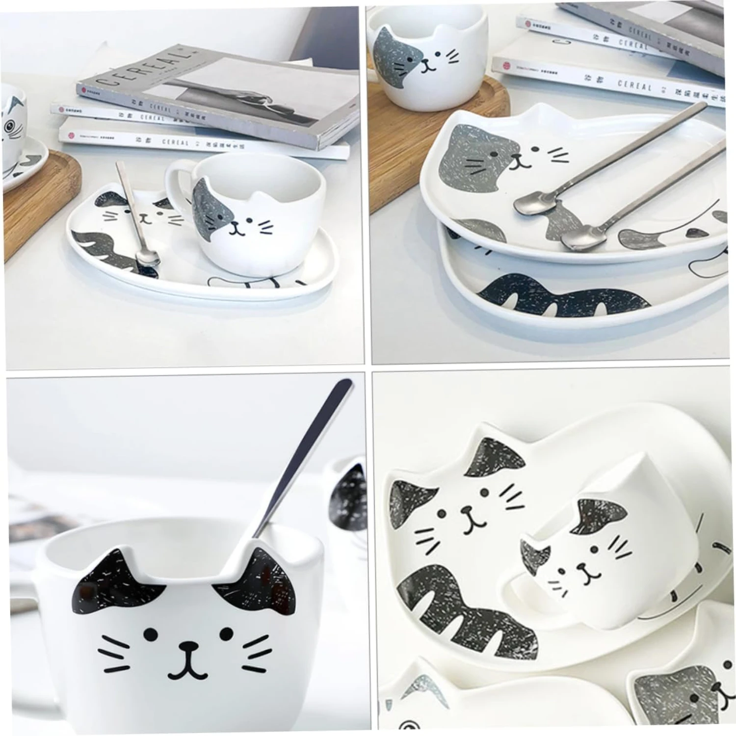 Adorable and Elegant Black Ceramic Cat-Themed Tea Cups and Saucers Set for Cat Lovers and Tea Enthusiasts. Includes Espresso and image 5