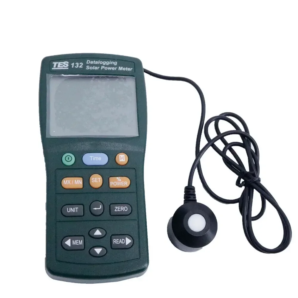 TES-132 Handheld Solar Power Meter Tester 400-1Knm Range 2000W/m2 & 634Btu/(ft2h) Data Logger SD Card 2G USB TES132