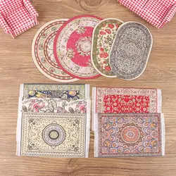 Dollhouse Rug Different Types 1:12 Dollhouse Handmade Woven Mini Floor Rug Cover Carpet for Dolls House Bedroom Bathroom