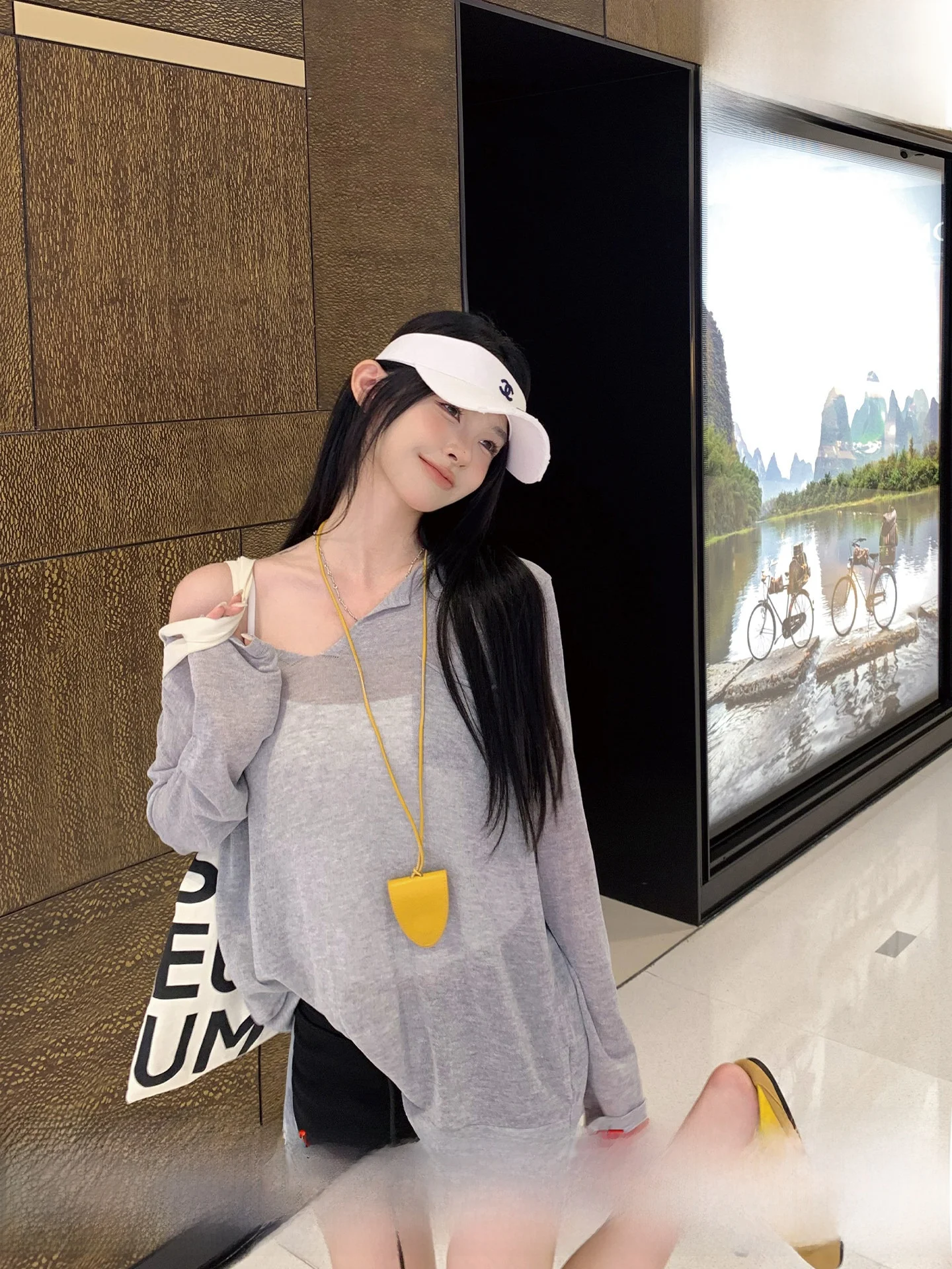 

Женская свободная футболка Long Sve V-Ne, корейский Sle Lazy Cloud Fuzz, повседневный летний топ с принтом и защитой от солнца для женщин