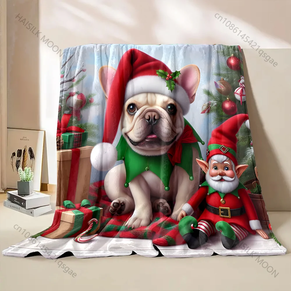 Festive Christmas-themed Design Elements Pattern Blanket Flannel Material Soft Warm for All Seasons Home Outdoor Camping Picnics