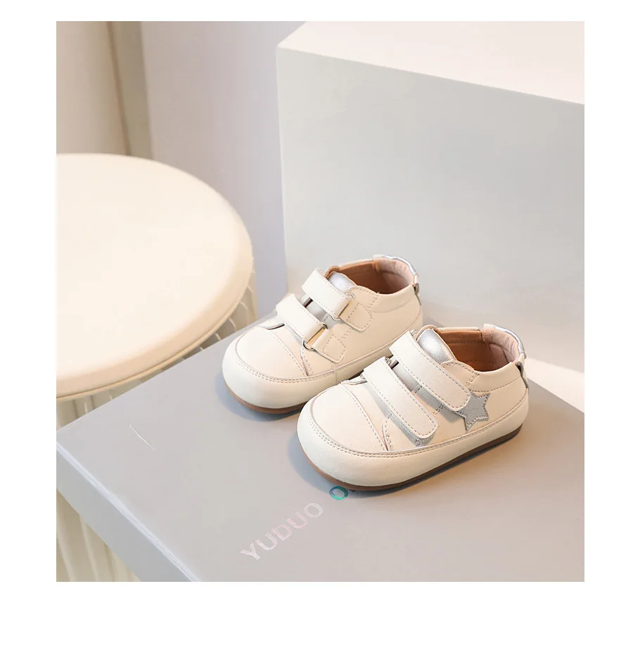 0-5 Jahre neue Babys chuhe Mikro faser Leder Kleinkind Jungen Barfuß Schuh Star weiche Sohle Mädchen Outdoor Tennis Mode Kinder Turnschuhe – Detail 9