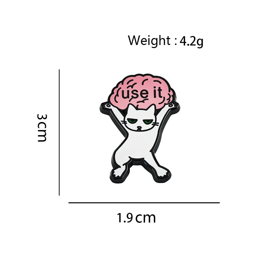 Lustige Katzen-Emaille-Pins mit sarkastischem Meme-Motiv, niedliche weiße Kätzchen-Metallabzeichen, Rucksack-Anstecknadel, Schmuckgeschenk – Detail 2