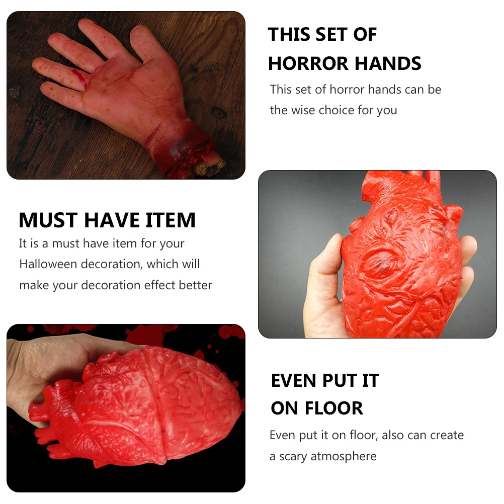 

5 Pcs Severed Limbs Props Blood Broken Hand Halloween Decorations Decorate Scare Terror Hands Vinyl