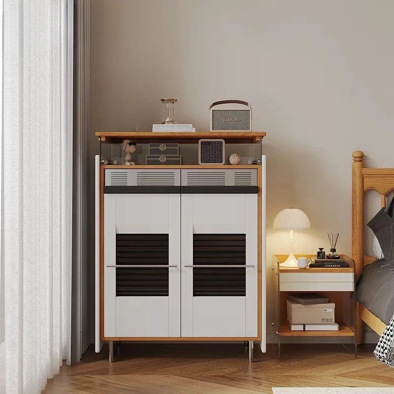 

Shoe cabinet, locker integrated against the wall, two-in-one entrance corridor, Bauhaus storage solid wood porch design