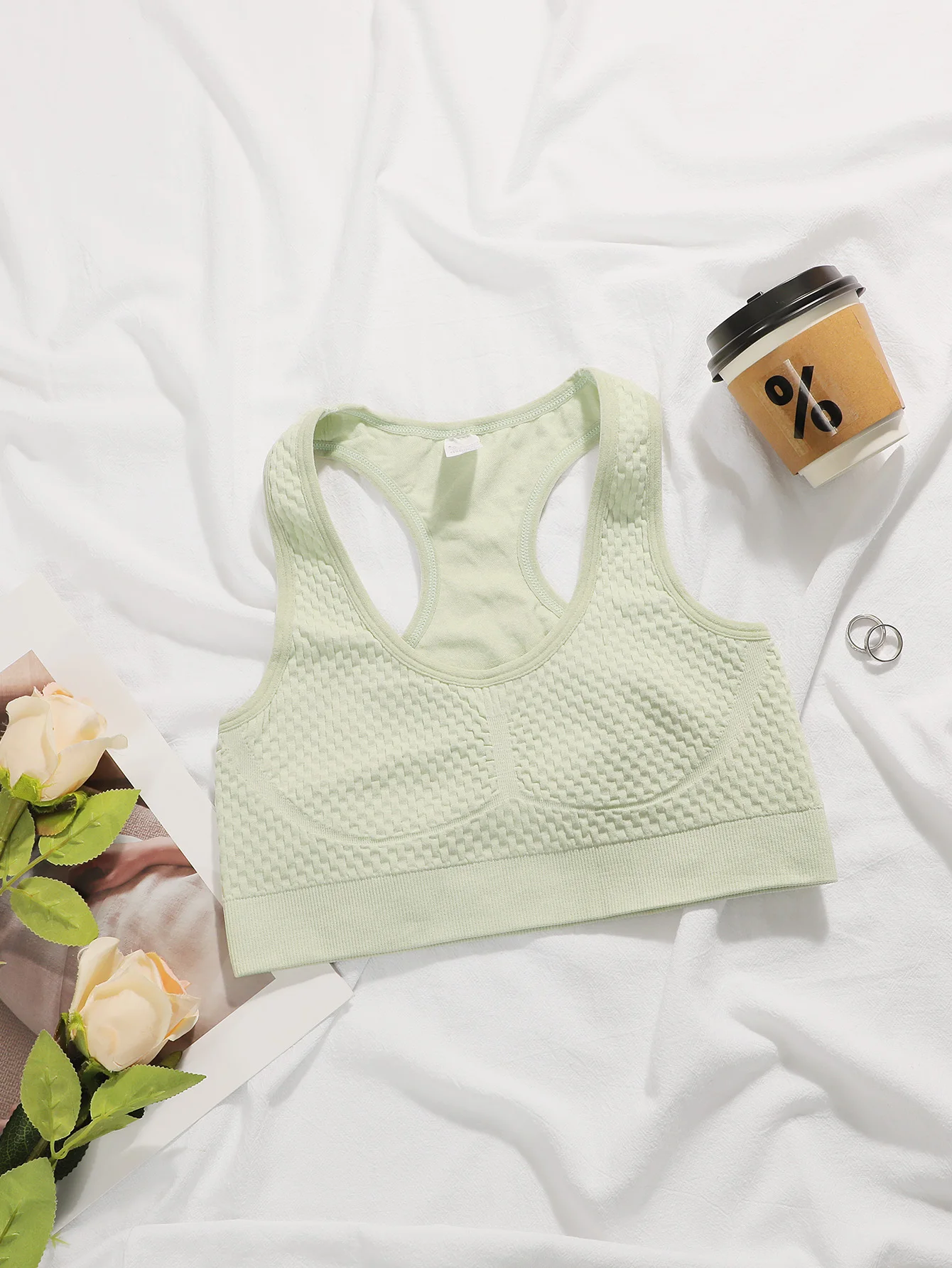 Women's solid color sports bra without steel ring, H-shaped sports shock-absorbing and comfortable close fitting underwear M044