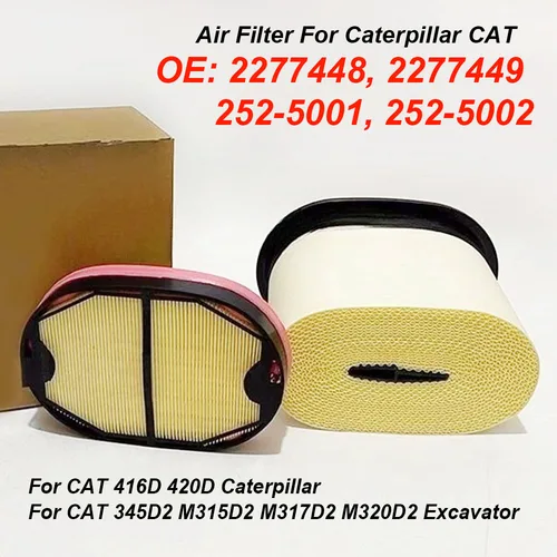 Imagen 1 del producto Filtro de Aire 416D 2277448 2277449 227-7448 227-7449 252-5001 252-5002 2525001 2525002 P608766 P785965 2934053 para Caterpillar CAT