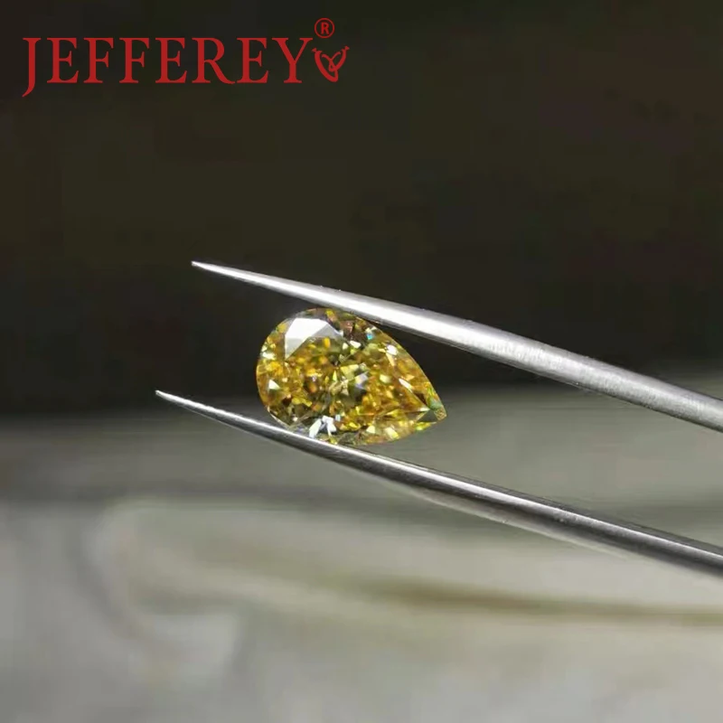 

Yellow Colour Moissanite Loose Stone Pear Cut PE Lab Grown 1CT- 6CT Beads Pass the Diamond Teste with GRA Certificate Jewelry