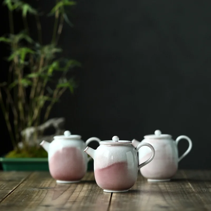 

★Jingdezhen Creek Red Ceramic Teapot Hand-Drawn Blank Ball Hole Master Pot Creek HY Personal Play Pot Peach Teapot