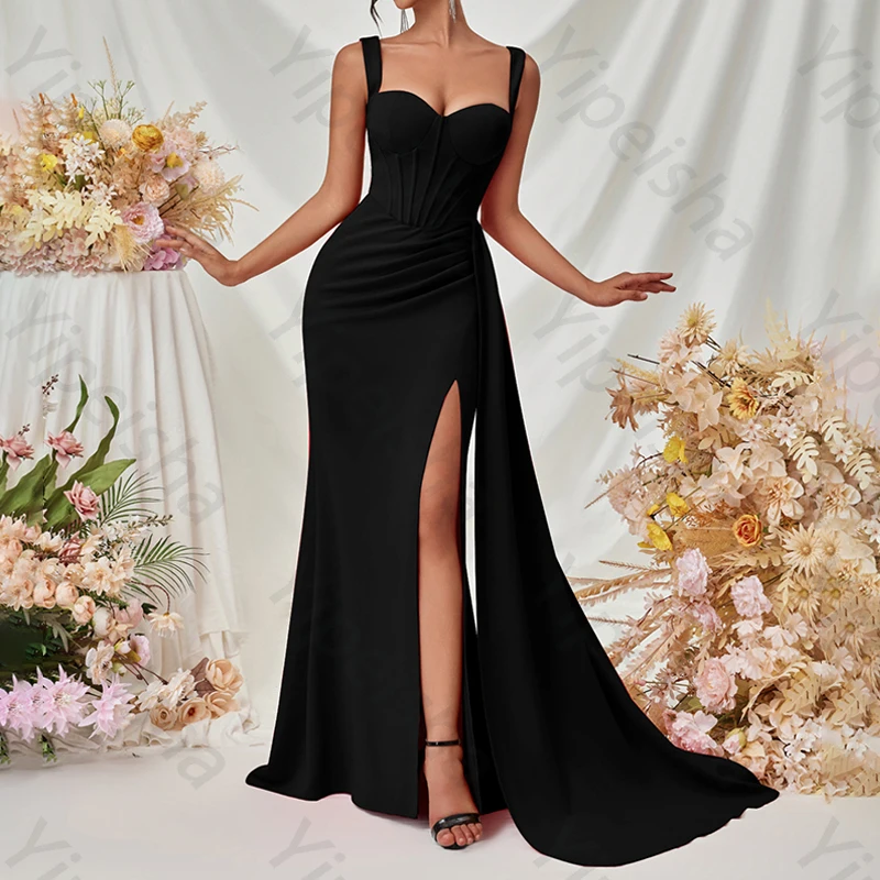 فساتين سهرة حمراء حورية البحر بدون أكمام أنيقة بفتحة جانبية فستان المشاهير رائع عالي الجودة للحفلات الراقصة للنساء حسب الطلب #6