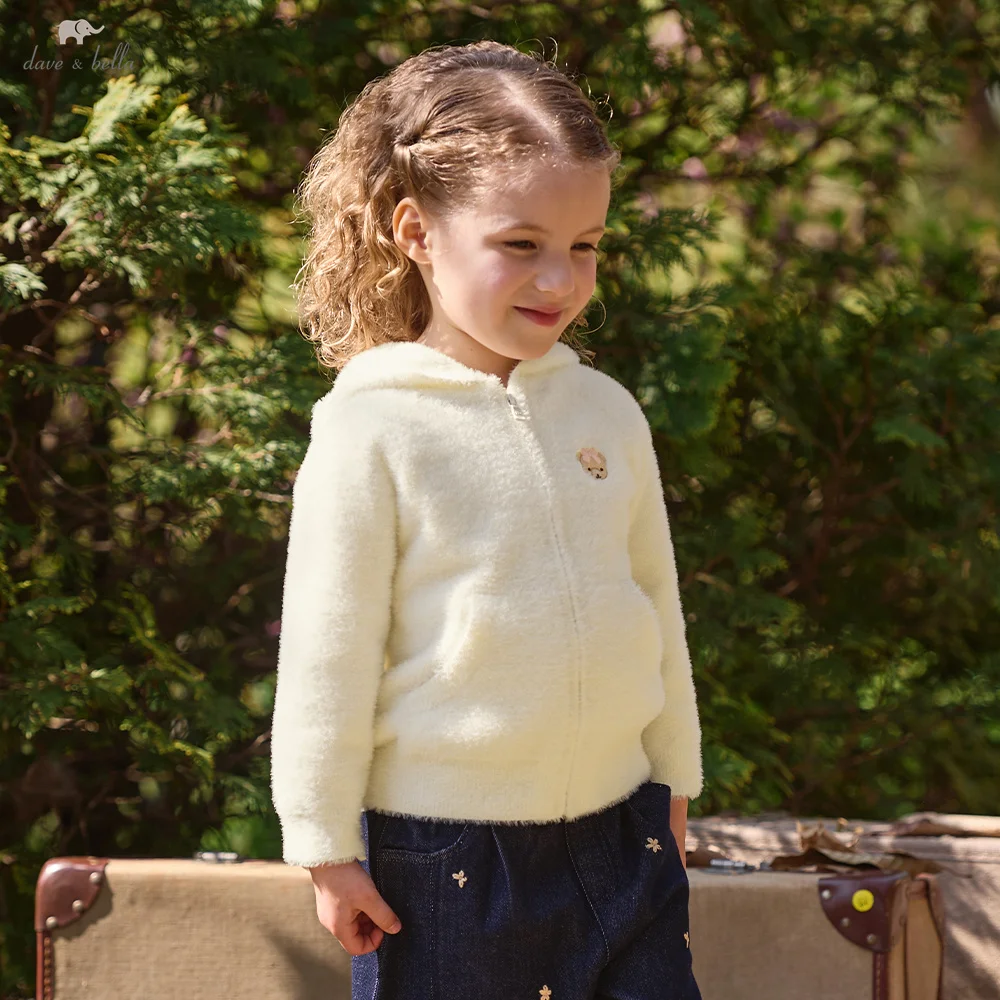 Dave Bella Kids' Girls Cute Sweater Children's Cardigan Clothing Autumn Winter 4- to 6-year-old Soft Daily Fashionable DK3263337