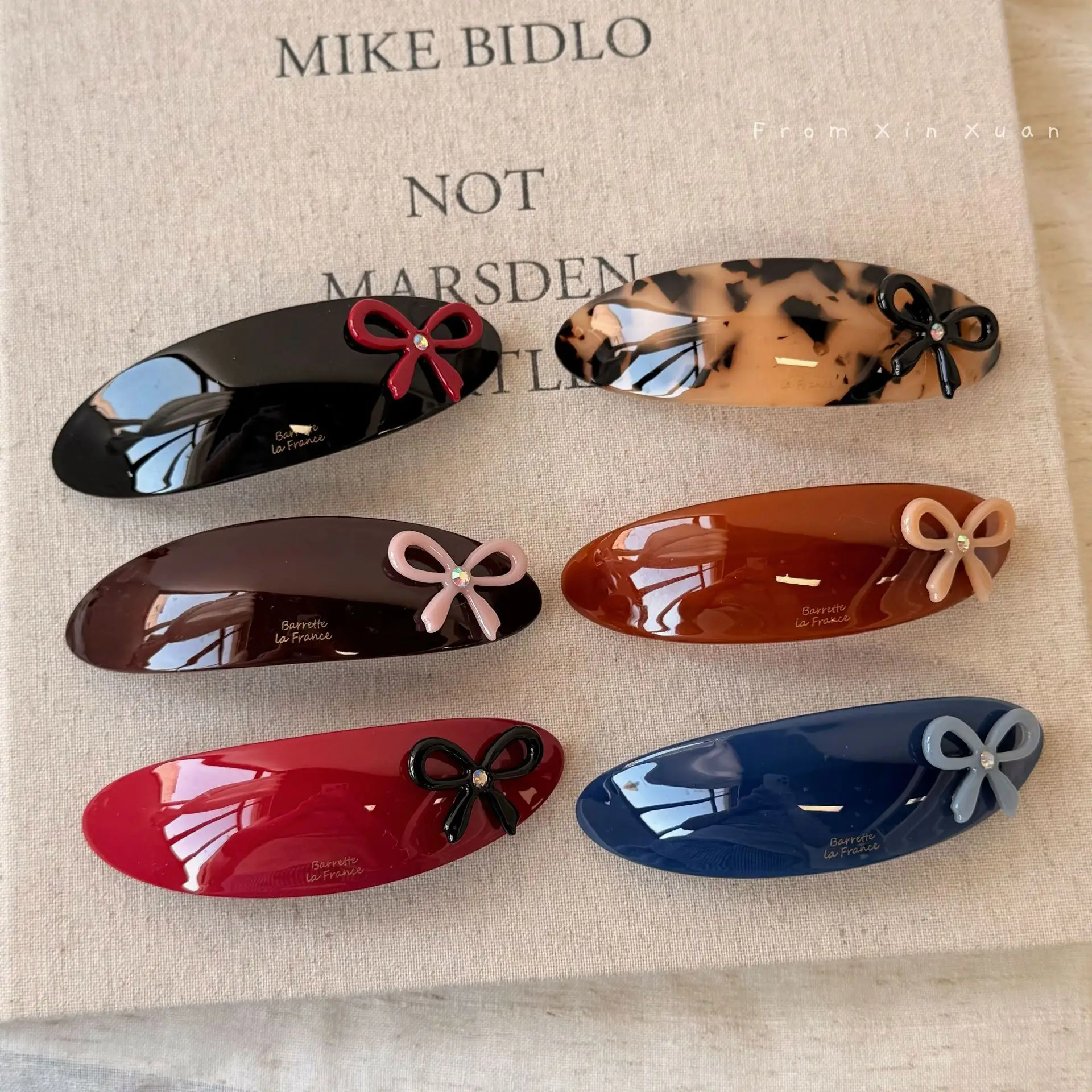 Hair Clip Acetate Bow Oval Curved Spring Clip Effortless Blogger Style Premium Back Head Updo Barrette Women Daily Party Gift