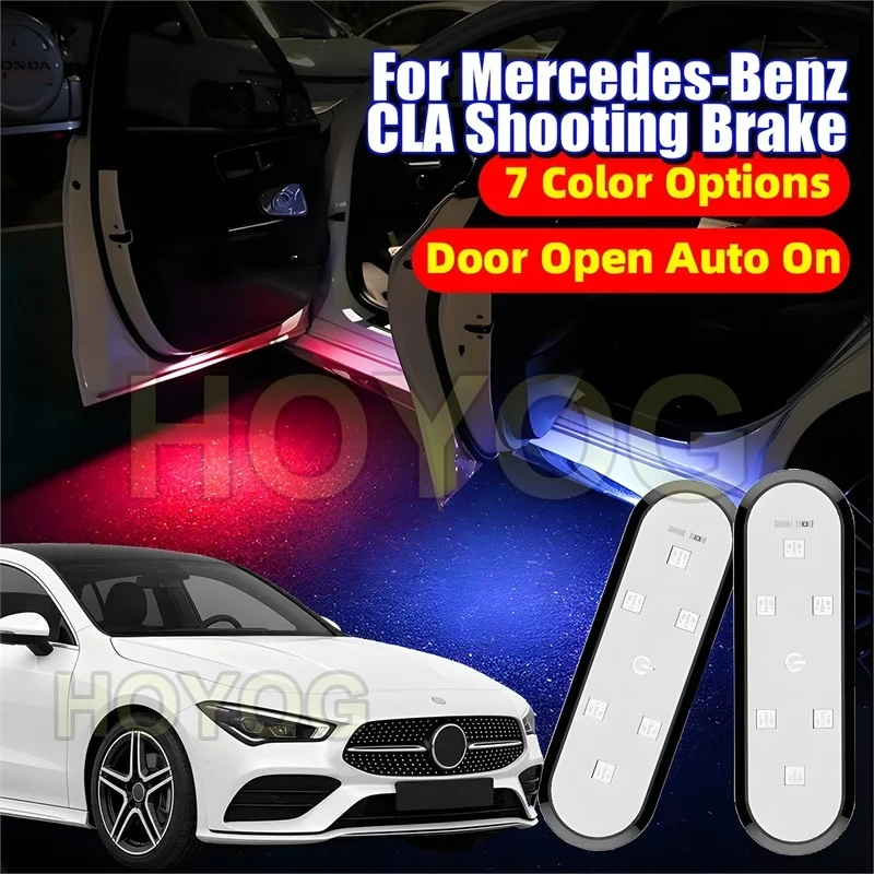 Fit for Mercedes-Benz CLA Shooting Brake 2019-2026 USB Rechargeable Wireless LED Car Door Welcome Light for Ground Lighting