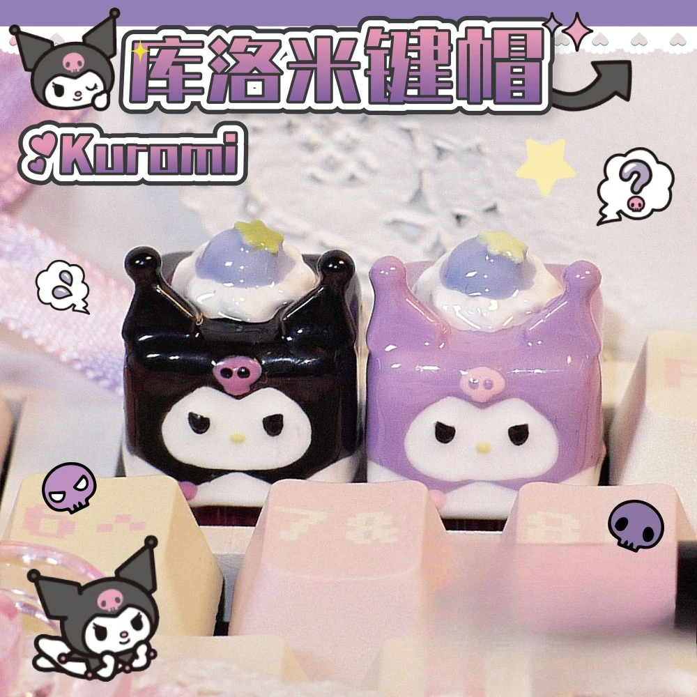 

Kawaii Kuromi Keycaps Artisan Keycap Cute Aesthetic Custom Keycap for Girls Compatible with Magnetic Switch Mechanical Keyboards