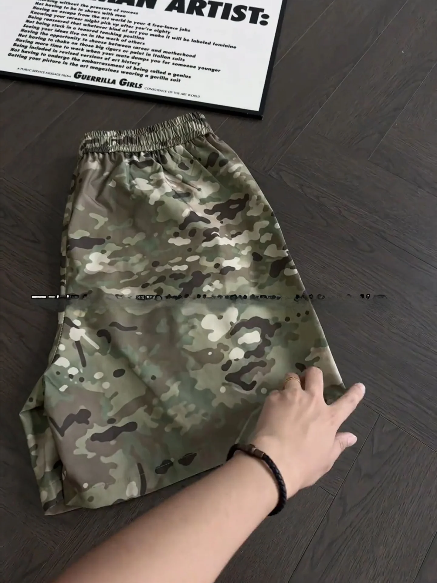 Retro American Camouflage Quick Dry Men's Shorts Thin Ice Silk Running Sports Pants Outdoor Casual Four-Quartered Shorts