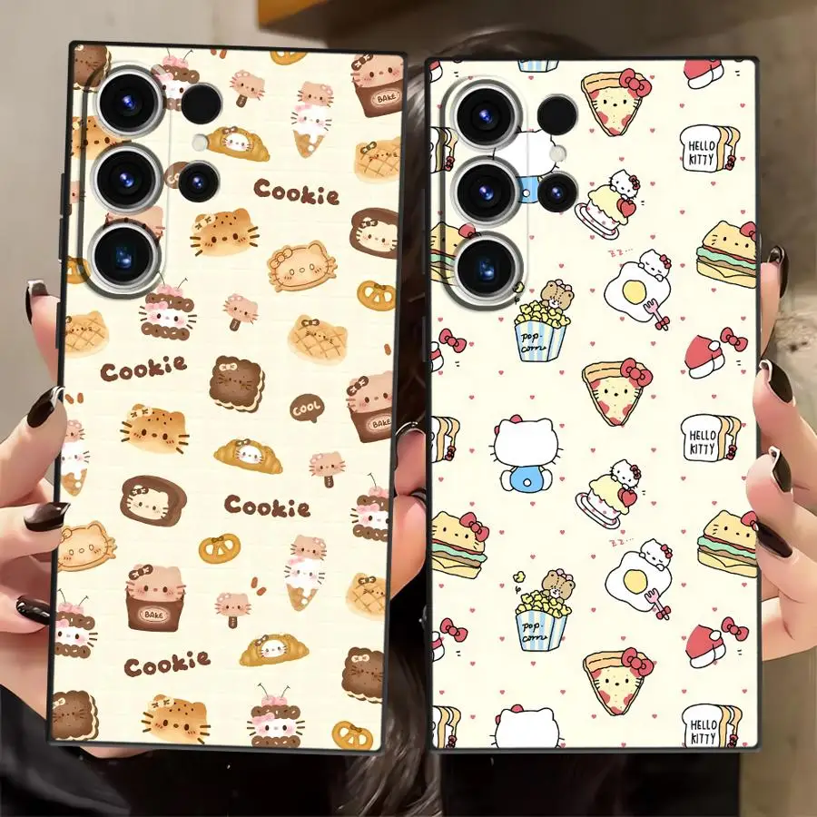 

Case for Samsung Galaxy S25 S24 Plus S23 FE S25Edge S21 S20 S22 S9 Funda Phone Cover Hello Kitty Bread