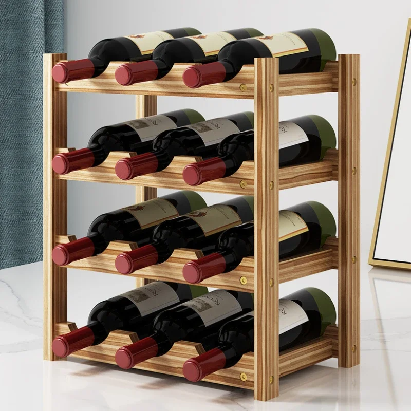 

Solid Wood Wine Rack Cabinet Wine Storage Bottle Holder Red Wine Shelf Wooden Bottle Home Multi-storey Drinks Cabinet Display