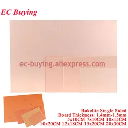 1Pc-2Pc PF Bakelite Single Sided PCB 20*30CM 15*20 12*18 10*20 10*15 7*10 5*10 Epoxy Copper Clad Plate Laminate Laminating DIY