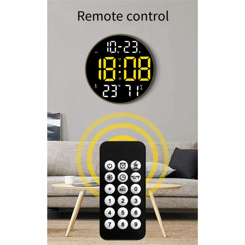 

Настенные многофункциональные часы с большим экраном диагональю 12 дюймов, простые настенные часы для гостиной, светодиодные настенные часы пурпурного цвета