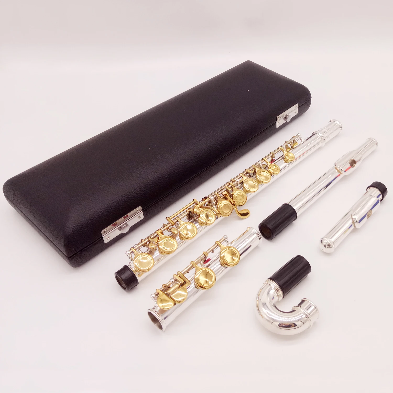 MFC Professional Flute 222 Silver Plated Flute Gold Key Instrument Intermediate Student Curved Headjoint Flutes 16 Hole Close