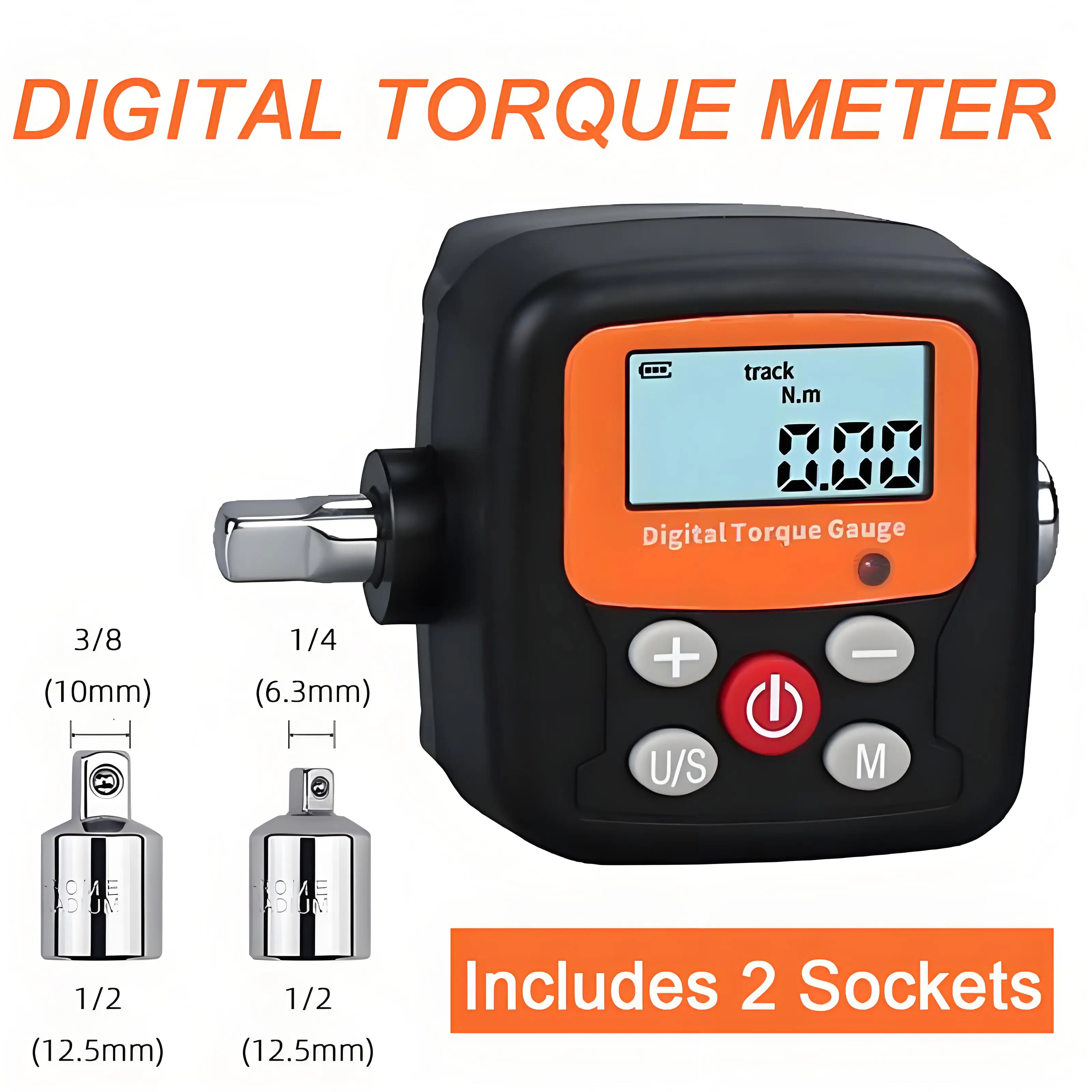 High Precision Digital Torque Meter Adjustable Torque Meter Adapter Professional Electronic Torque Ratchet Wrench With 2 Sockets