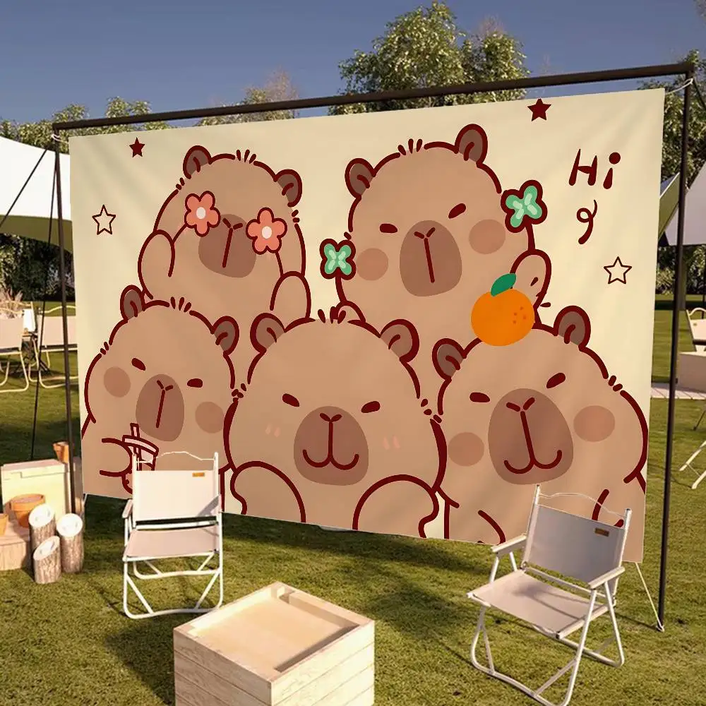 Cartoon Capybara Retro Flags Multiple Choice Living Studio Booth Interior Decoration Banner