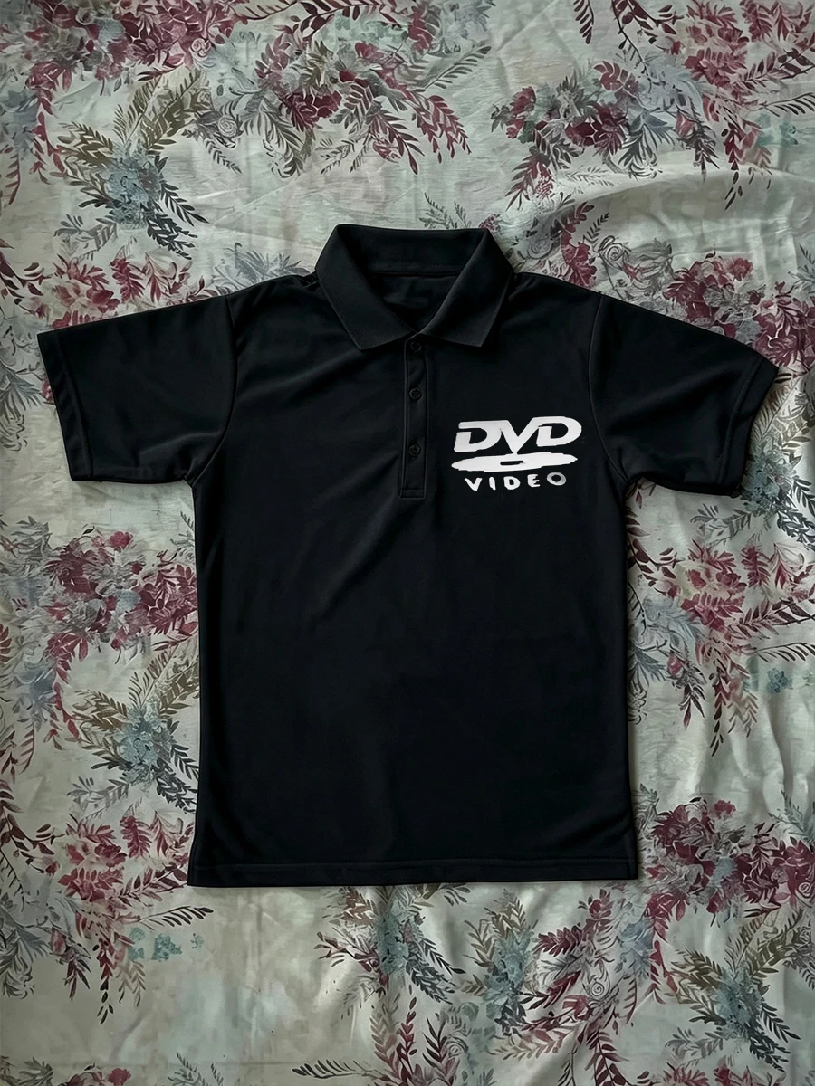 Polo Shirts Vintage DVD Letter Graphic Print Y2k Hip Hop Men's Golf Shirts Streetwear Aesthetic Tee Minimalist and Fashionable