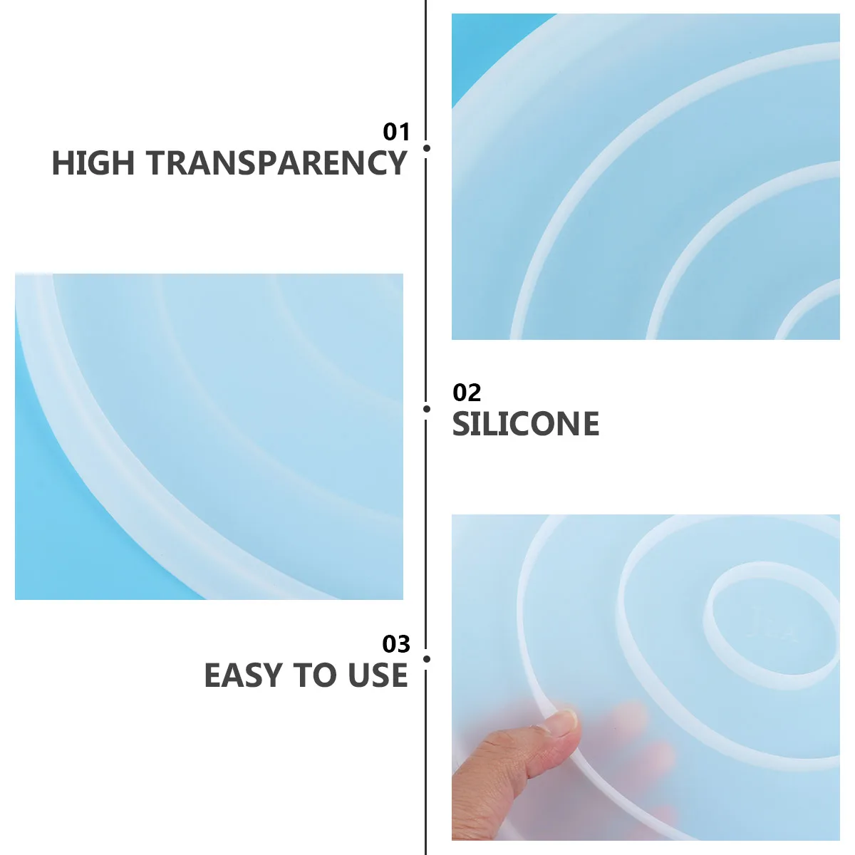 

1pc Round Crystal Resin Mold Mirror Tray Silicone Casting Mold Plate Craft Mold Supplies Jewelry Accessories Components