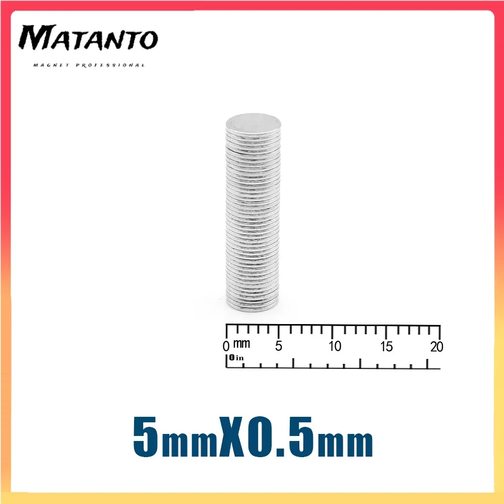 100/200/500/1000PCS 5x0.5mm Mini Disc Super Strong Search Magnet Small Round Neodymium Magnets N35 Fridge Magnetic Sheet