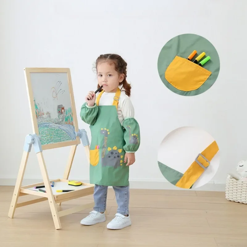 Kids Bib Apron Waterproof Boys Girls Cooking Drawing Shirt Art Painting Apron for Children Smock Kindergarten Apron Oversleeve