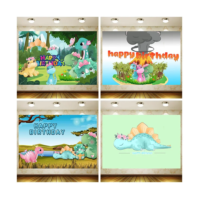 

Cartoon Dinosaur Backdrop Boy Birthday Party Supplies Banner room Decoration Background Photography