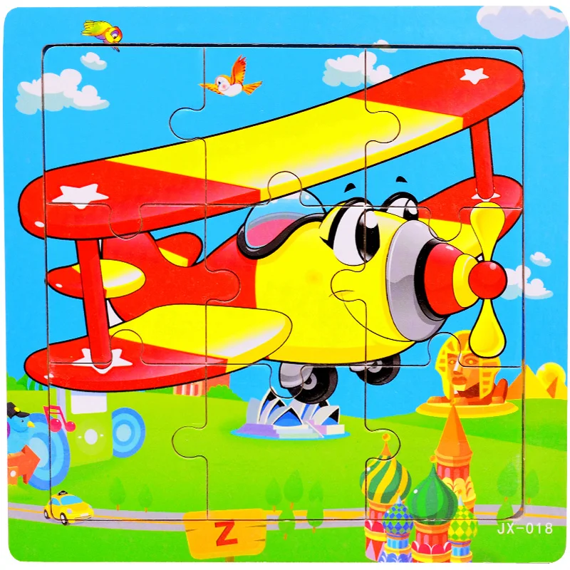 Nuovi 9 pezzi bambino giocattoli educativi Montessori puzzle 3D in legno veicolo animale cartone animato gioco di puzzle per bambini che imparano in età prescolare