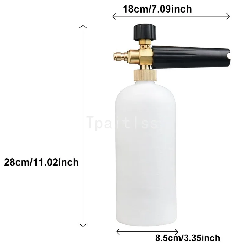 Tpaitlss Foam Cannon with 1/4 Quick Connect and1L Bottle Snow Foam Lance for Pressure Washer Gun and Wand