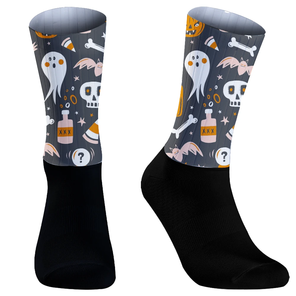 Calcetines de Ciclismo de Halloween para hombre y mujer, medias atléticas de media pantorrilla, calcetines deportivos transpirables absorbentes de sudor para correr, nuevos