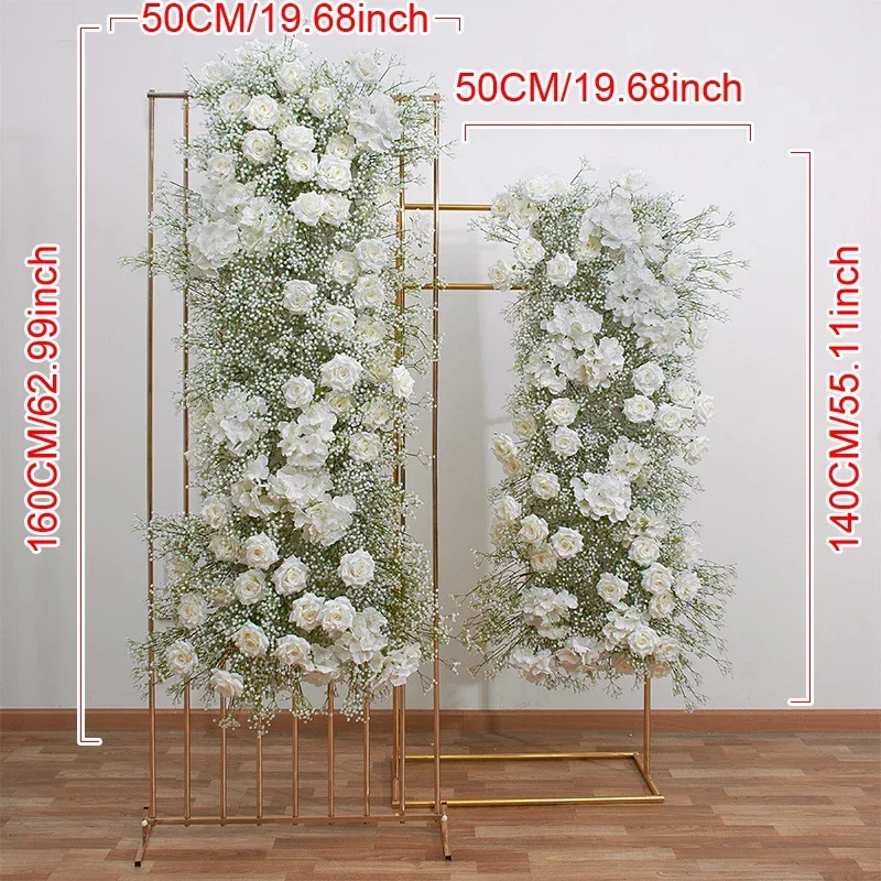 Luxury Baby Breath Gypsophila Rose Flower Row Floral Arrangement Wedding Backdrop Decor Artificial Flowers Event Decoration