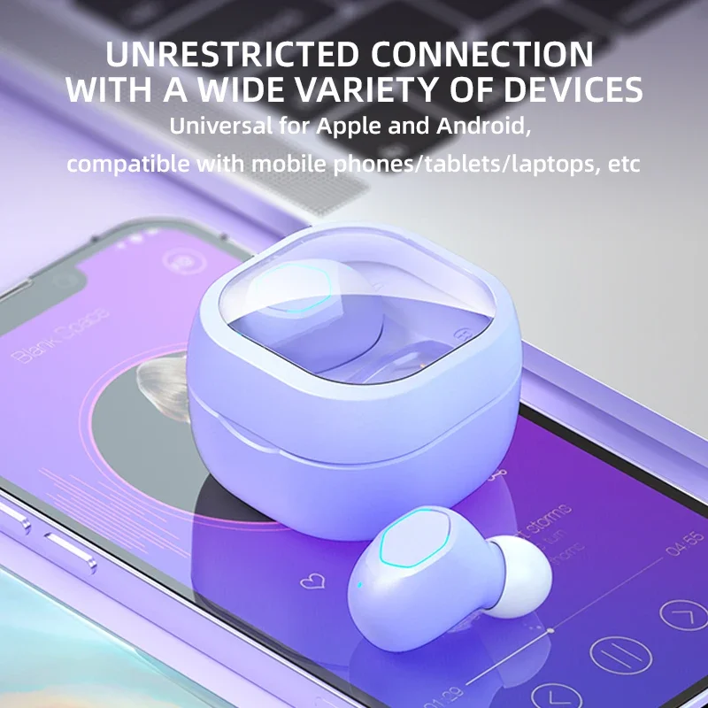 

TWS Bluetooth 5.2 earphones, HiFi, short stem, touch control, ENC dual microphone noise cancellation, in-ear design, game mode.