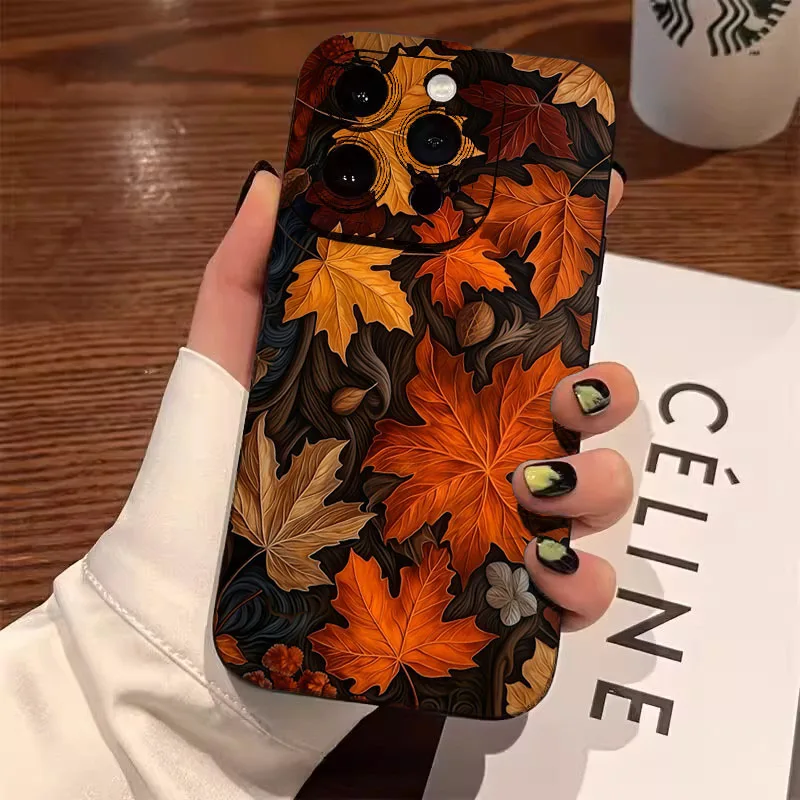 Autumn Maple Leaves Pattern Phone Case for Xiaomi Poco X7 Pro Cases Poco M6 Pro 4G X6 X5 X3 F7 F5 F6 Silicone Soft Cover Fundas