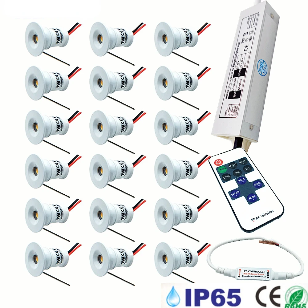 

Mini Downlights Led 12V with Remote Control 1W Spotlight Leds Dimmable Stairs Cabinet Lights 220V Recessed Spot Ceiling Lighting