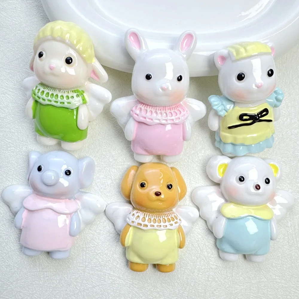 Realistic Miniature Resin Cartoon Kawaii Animal Angle Simulation Flatback Charms Home Decor DIY Dollhouse Kitchen Toys Craft