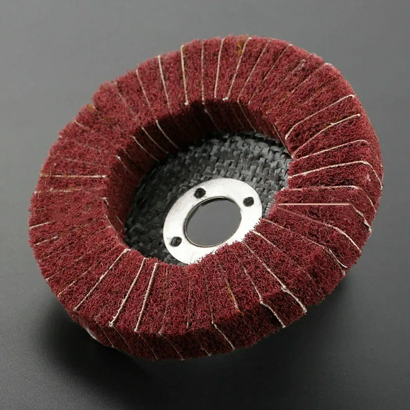 เส้นใยล้อขัดโรตารี่เครื่องมือรอบสนิม Pad สําหรับโลหะไม้ FLAP Disc Buffing Abrasive 320 กรวด 100 มม.