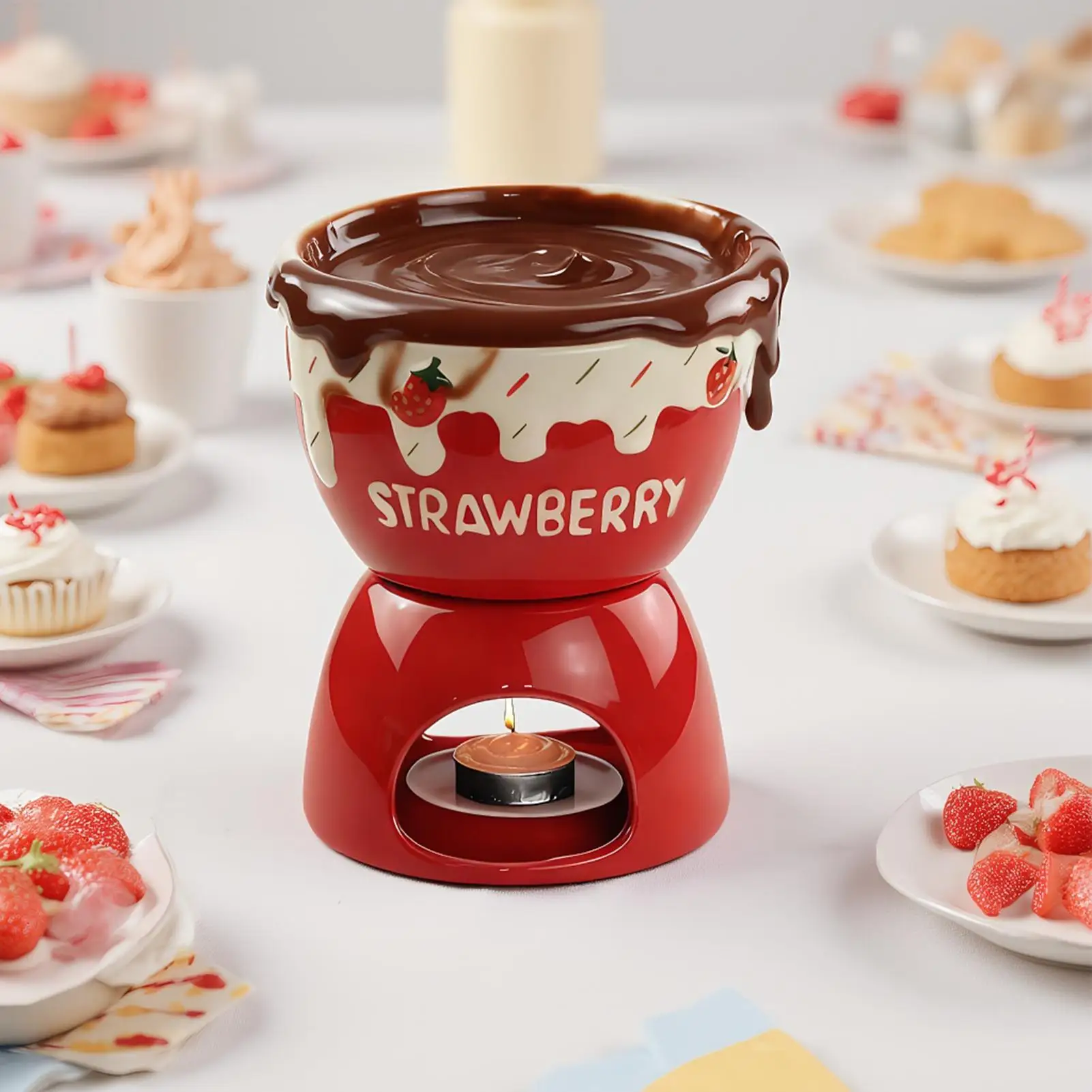 

Кружка для шоколадного фондю, керамический плавильный горшок, набор для плавления масла, сыра, конфет, карамельного соуса для дня рождения, свадьбы, пикника, вечеринки