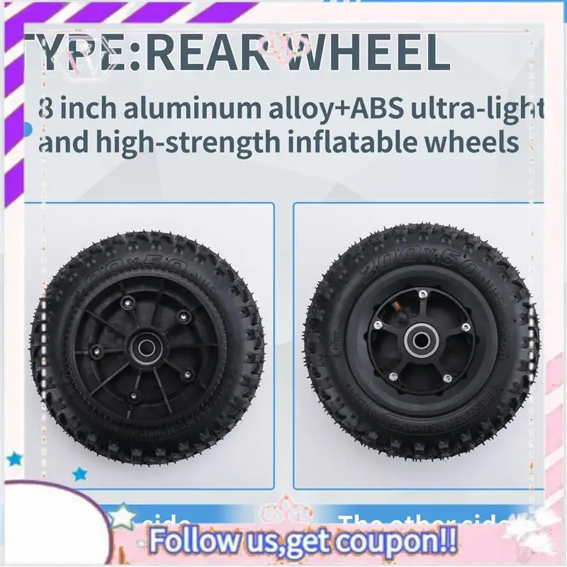 

Easy To Use Rear Wheel 8 Inch 200X50 Pneumatic Tires For Electric Skateboard Damping Cross Country Skateboard Tubeless Tyre Part