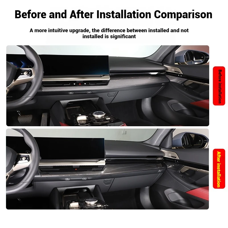 4 قطعة ألياف الكربون وحدة التحكم المركزية الديكور زخارف اللوحات ملصقات لسيارات BMW5 Series i5 G60 2024 2025 اكسسوارات السيارات الداخلية