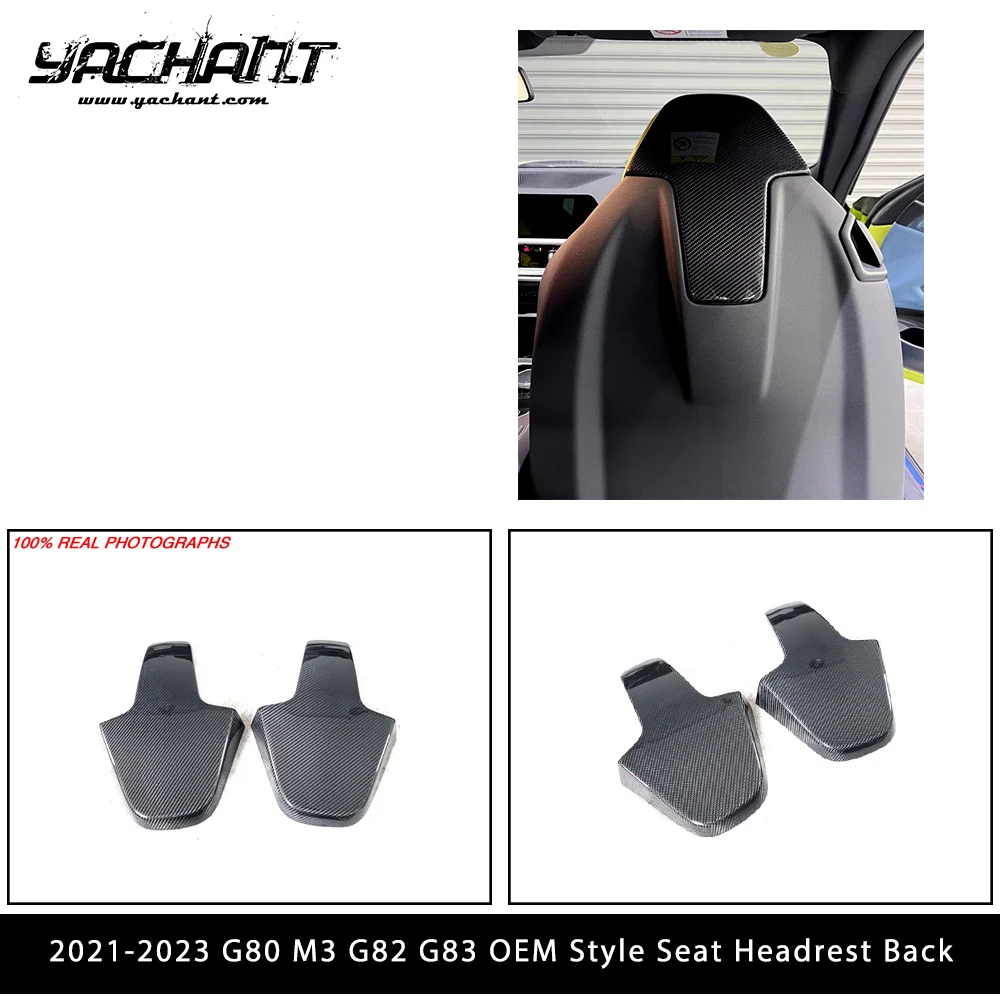 Carbon+ Fiber Glass DCF  Seat Headrest Back Cover Fit For 2021-2023 G80 M3 G82 G83 M4 OEM Style