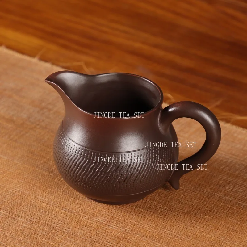 Large Capacity Purple Ceramic Fair Cup Jumping Knife Pattern Tea Sea Purple Pottery Teaset Tea Dispenser Filter Tea Cup