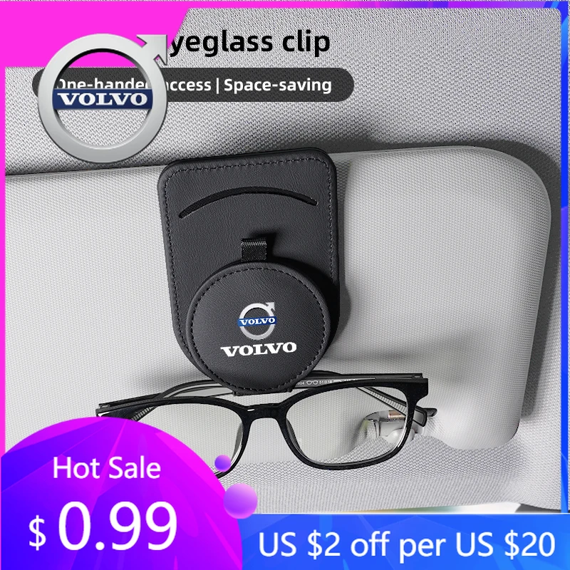 

Колпаки ступицы автомобильного солнцезащитного козырька, кожаный держатель для солнцезащитных очков для Volvo V60 V40 XC90 S60 C30 XC60 V50 V70, автомобильные аксессуары Eyegla