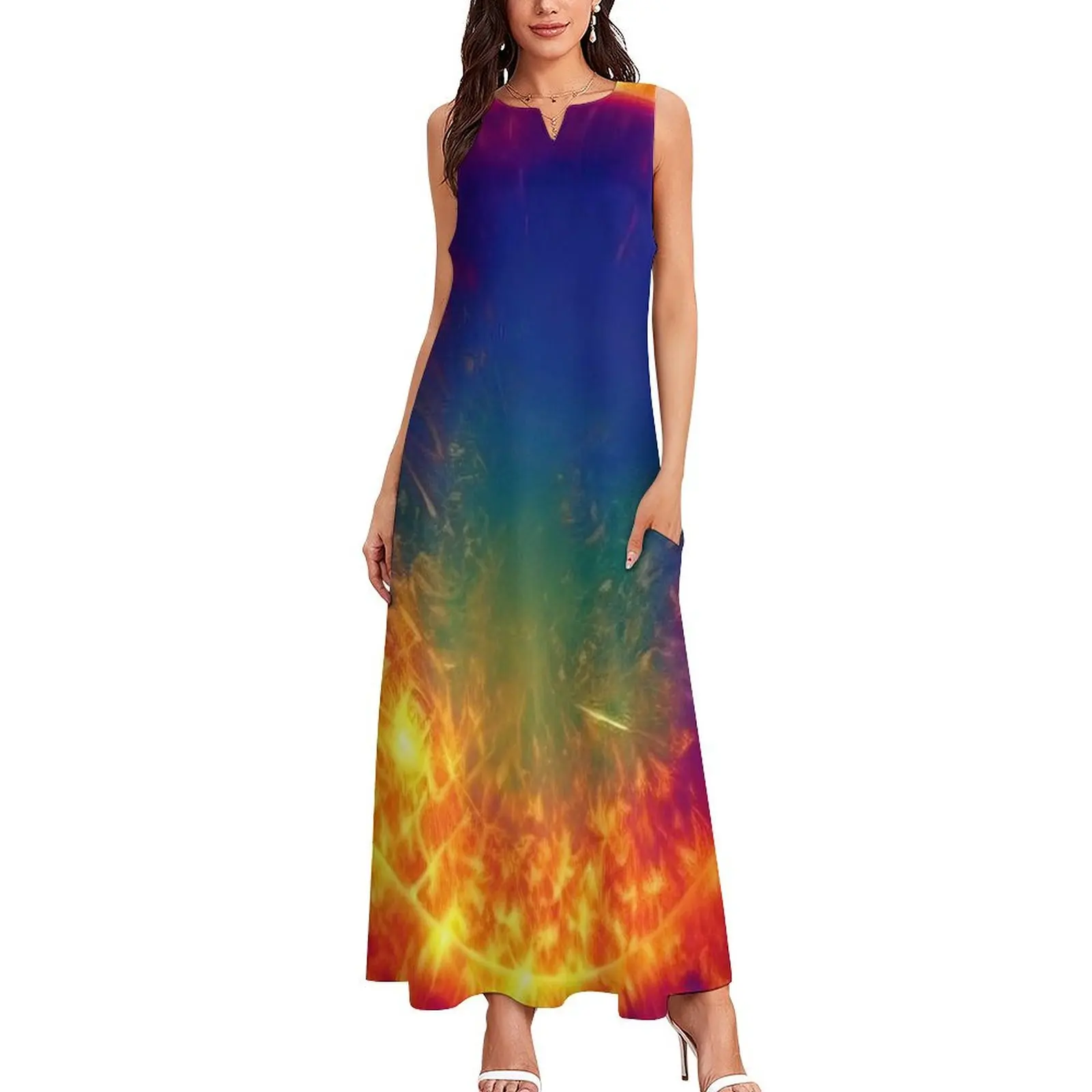 Planetary Solar Flare-Modern Art Long Dress Clothing prom dresses Beachwear luxury dresses