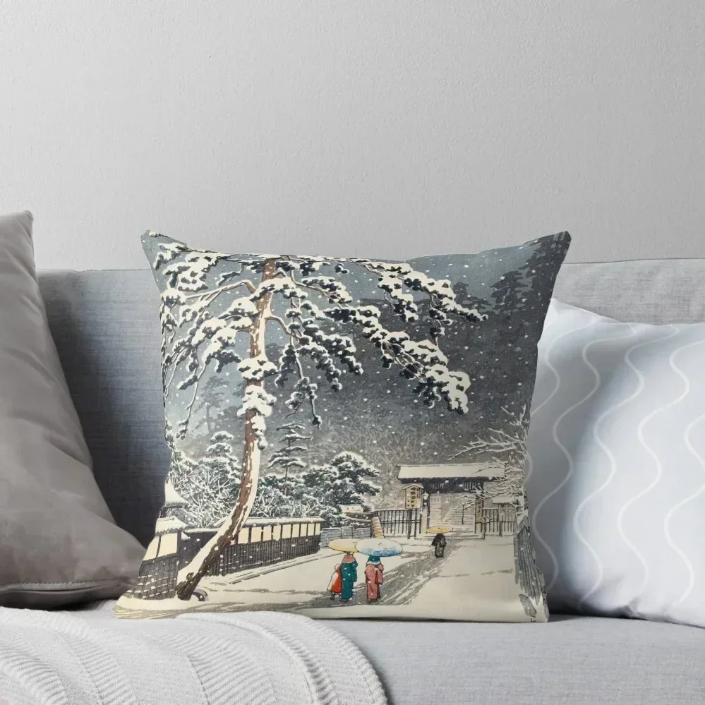 Honmon-ji Temple at Ikegami by Kawase Hasui Throw Pillow Pillowcases Covers For Sofas pillow